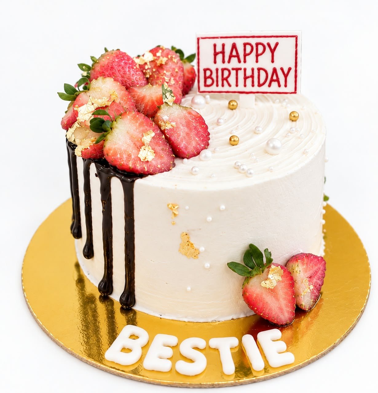 Strawberry & Chocolate Drip Cake