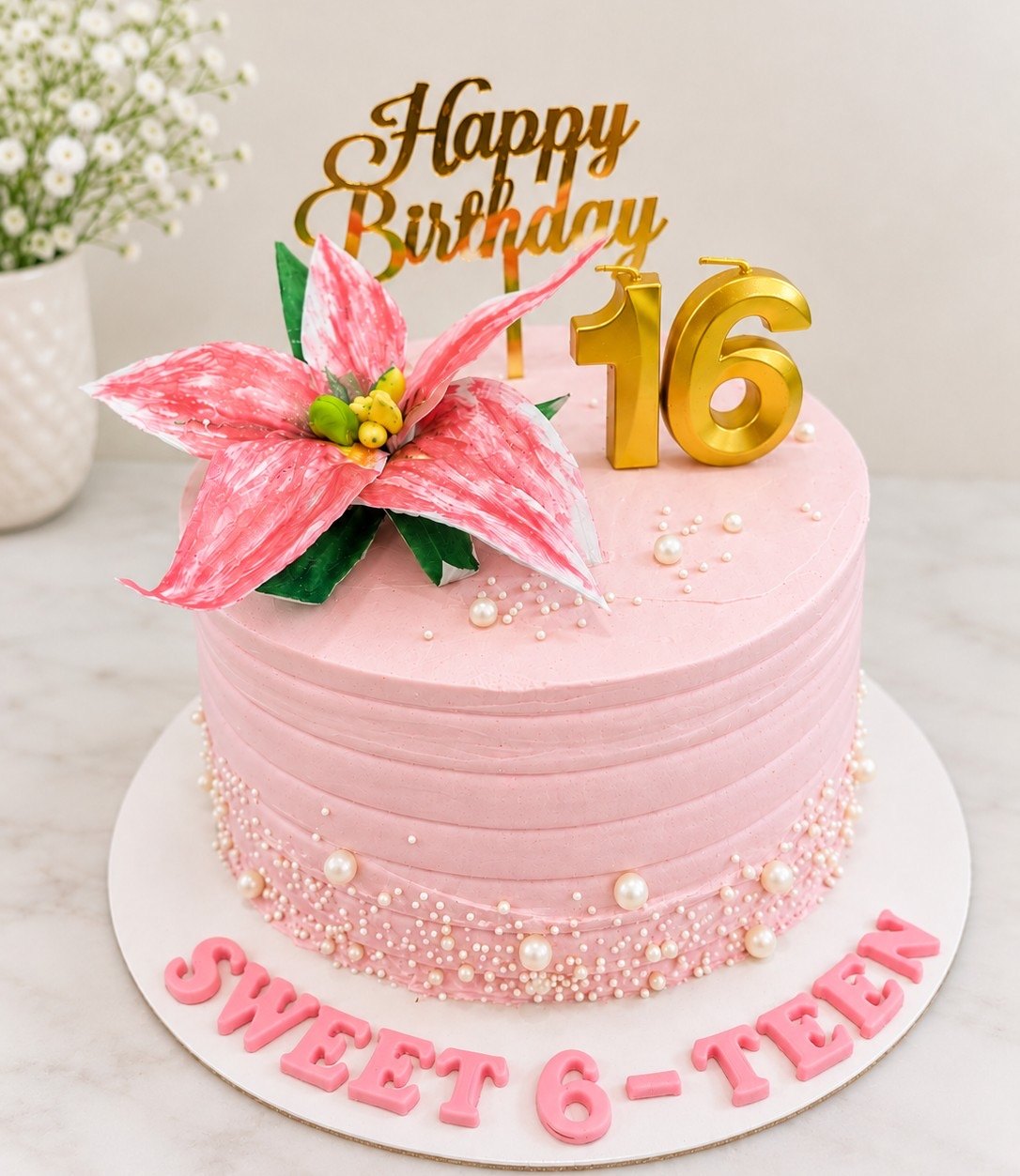 Sweet Sixteen Floral Cake