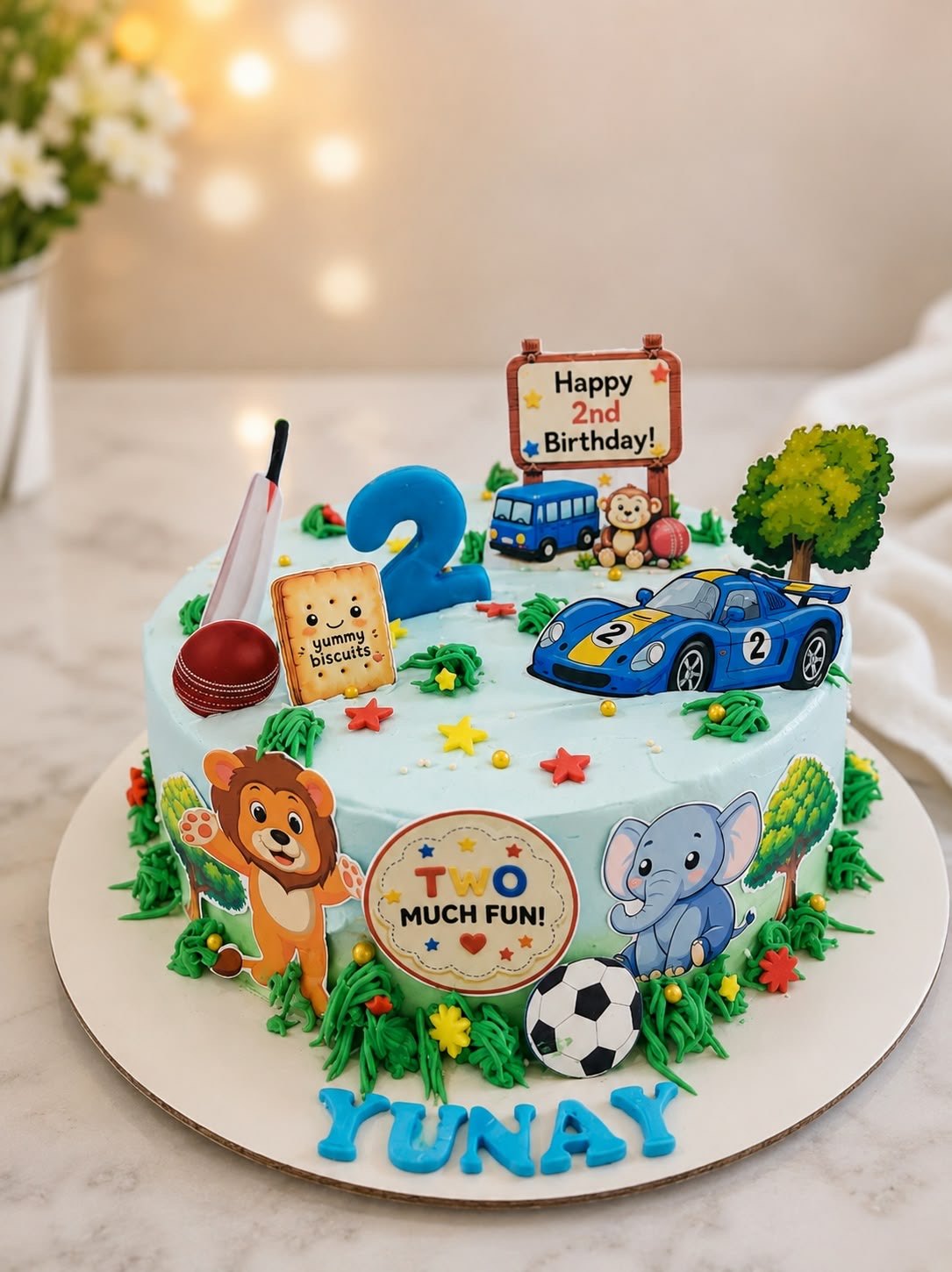 Two Much Fun Birthday Cake