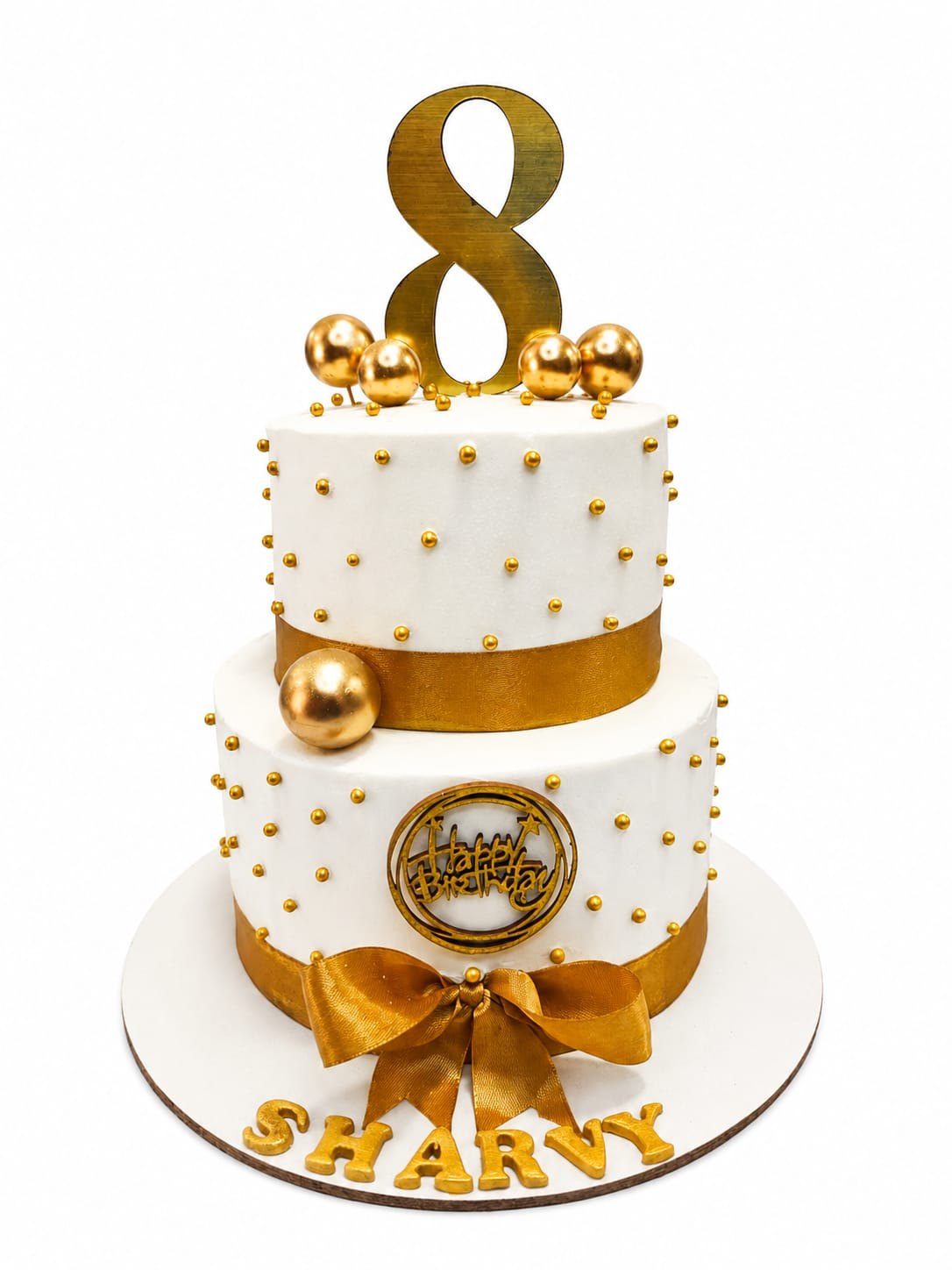White & Gold Two-Tier Cake